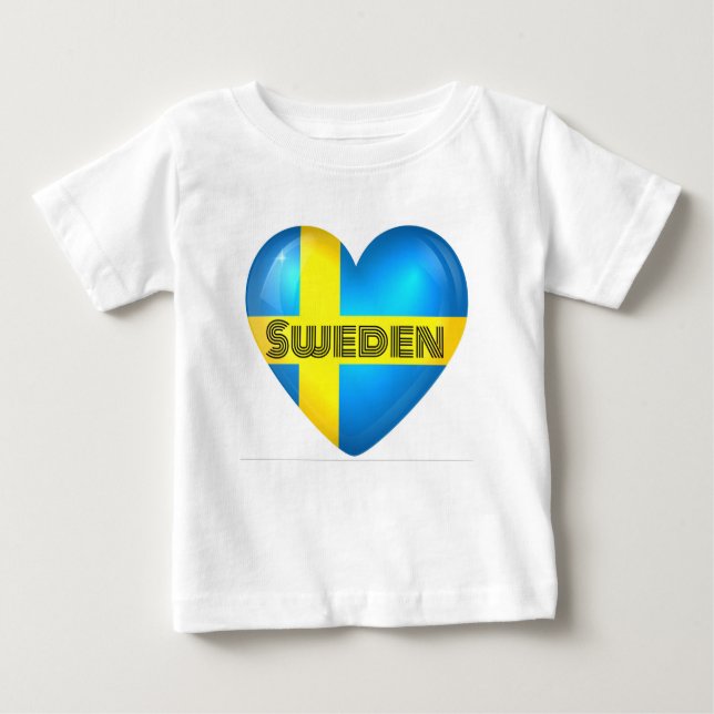 T-shirt Pour Bébé Drapeau cardiaque Suède (Devant)