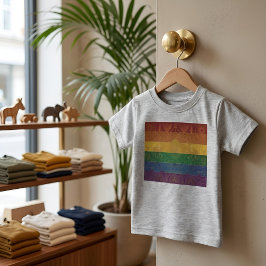 T-shirt Pour Bébé Drapeau de la fierté Art déco | Arc-en-ciel I Vint