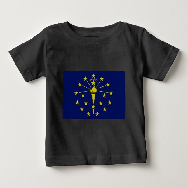 T-shirt Pour Bébé Drapeau de l'état de l'Indiana bleu & or (Devant)
