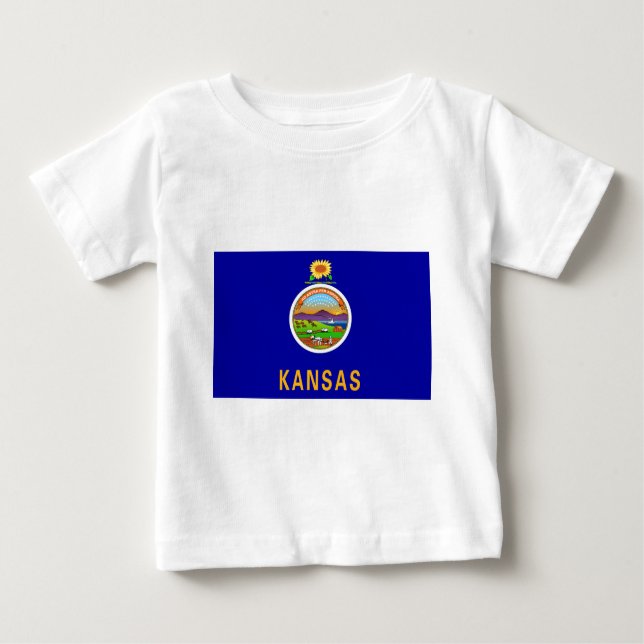 T-shirt Pour Bébé Drapeau de l'État du Kansas (Devant)