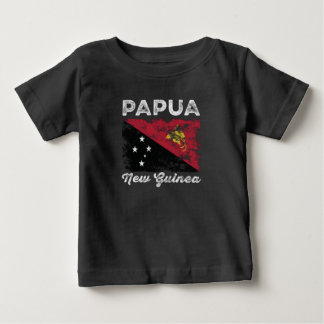 T-shirt Pour Bébé Drapeau de Papouasie-Nouvelle-Guinée en détresse