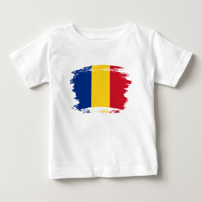 T-shirt Pour Bébé Drapeau de Roumanie (Devant)