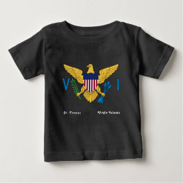 T-shirt Pour Bébé Drapeau des îles Vierges américaines noir