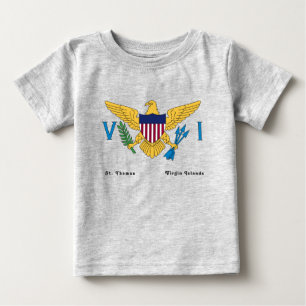T-shirt Pour Bébé Drapeau des îles Vierges américaines Personnaliser