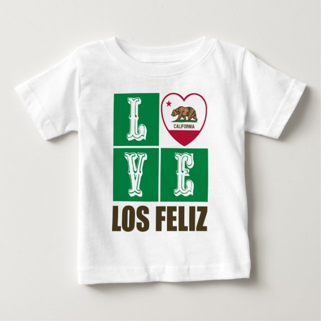 T-shirt Pour Bébé Drapeau d'État de Californie Coeur Los Feliz (Devant)
