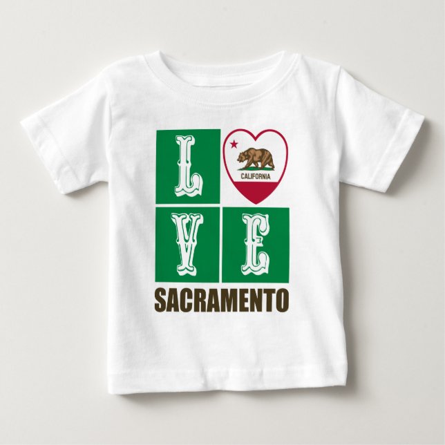 T-shirt Pour Bébé Drapeau d'État de Californie Coeur Sacramento (Devant)