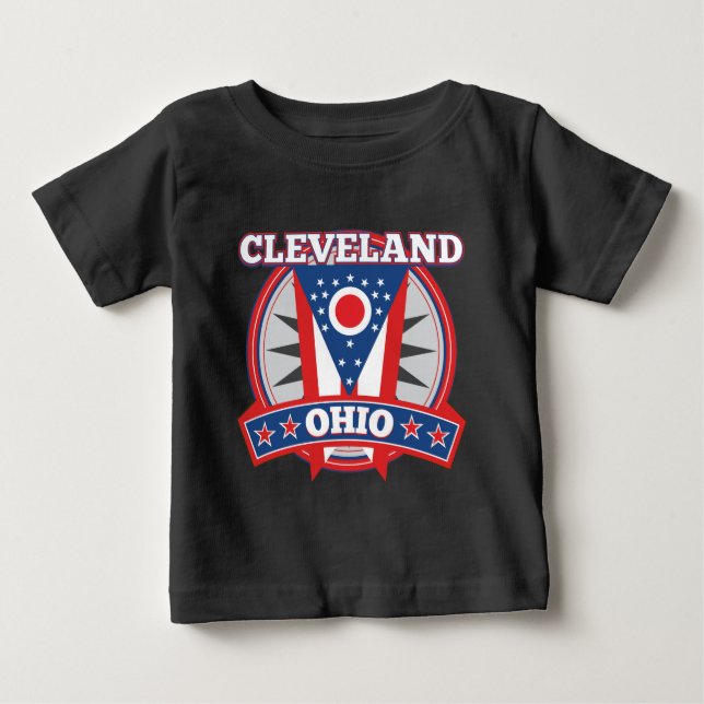 T-shirt Pour Bébé Drapeau d'État patriotique bleu rouge de Cleveland (Devant)