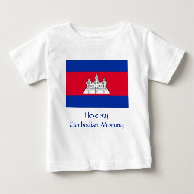 T-shirt Pour Bébé Drapeau du Cambodge (Devant)