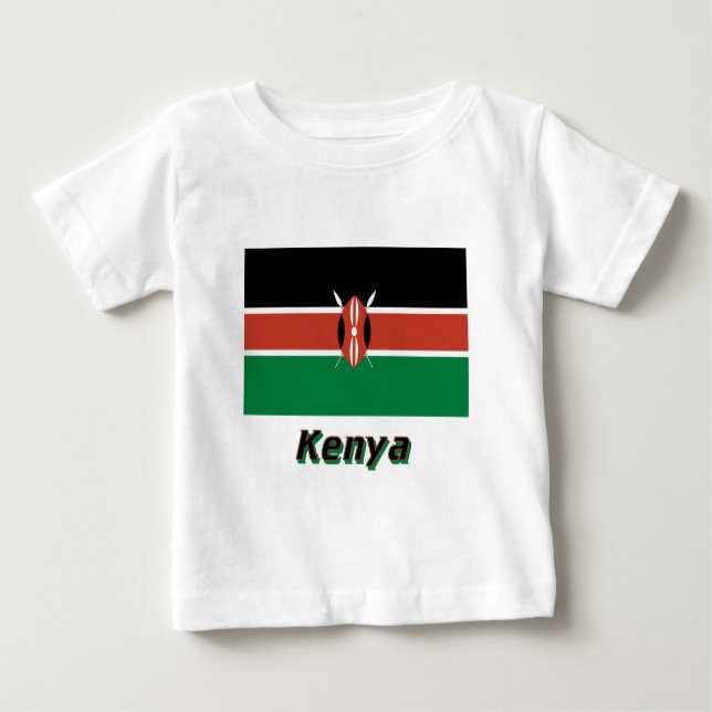 T-shirt Pour Bébé Drapeau du Kenya avec le nom (Devant)