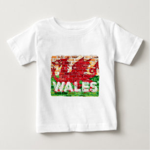 T-shirt Pour Bébé Drapeau du Pays de Galles en brique