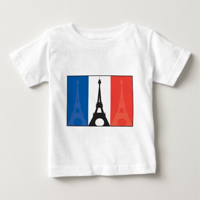 T-shirt Pour Bébé Drapeau et Tour Eiffel français (Devant)