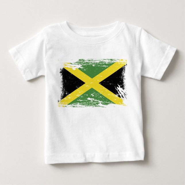 T-shirt Pour Bébé Drapeau grunge de la Jamaïque (Devant)