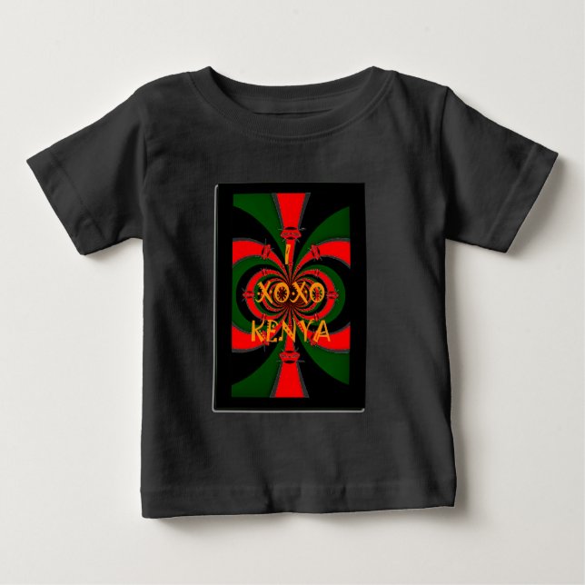 T-shirt Pour Bébé Drapeau Kenya d'inspiration africaine - Art Abstra (Devant)