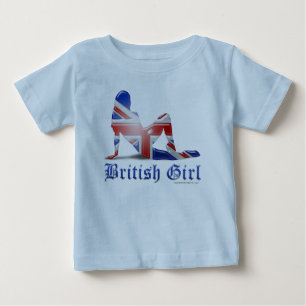 T-shirt Pour Bébé Drapeau Silhouette de la fille britannique