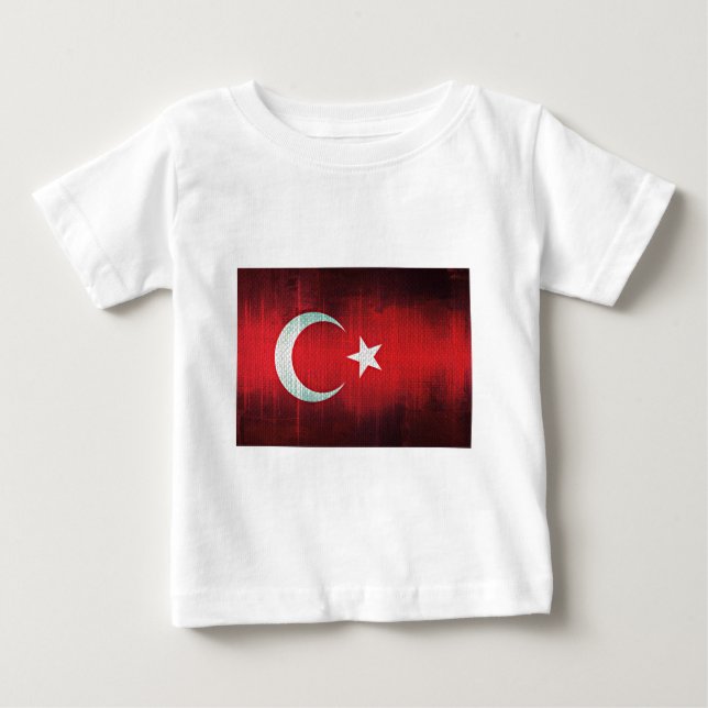 T-shirt Pour Bébé Drapeau stylisé de Turquie (Devant)