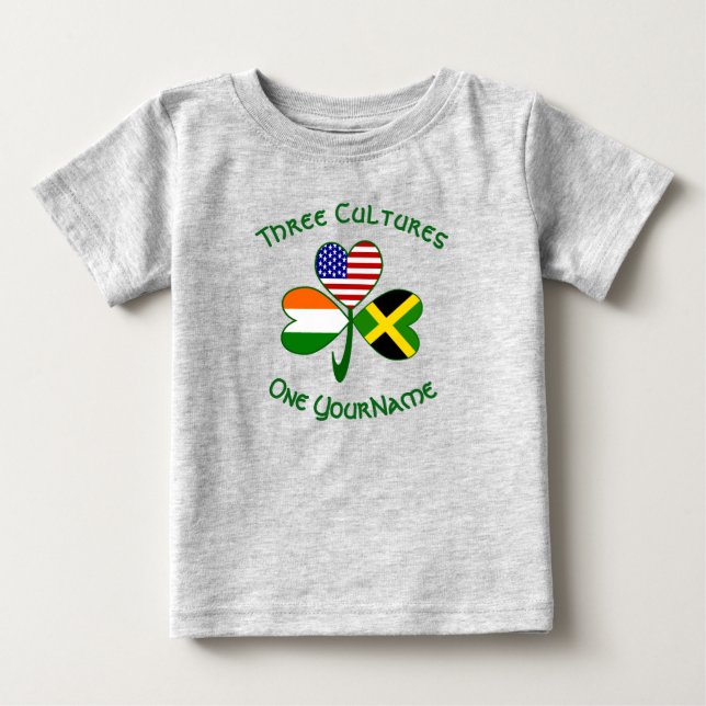 T-shirt Pour Bébé Drapeaux américains irlandais jamaïcain Shamrock V (Devant)