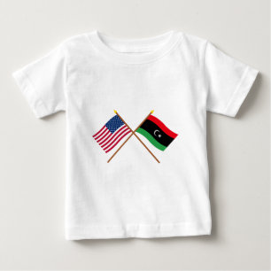T-shirt Pour Bébé Drapeaux croisés des États-Unis et de la Libye