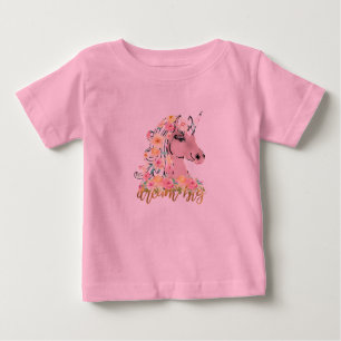 T-shirt Pour Bébé Dream Big Floral Unicorn