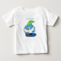 Drôle canard avec parapluie dessin animé