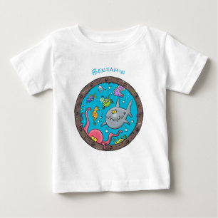 T-shirt Pour Bébé Drôle des créatures marines sous l'eau dessin anim