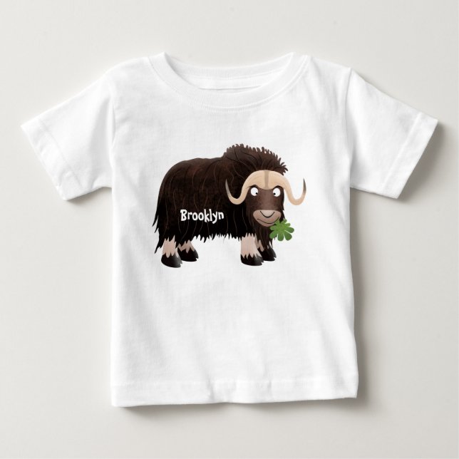 T-shirt Pour Bébé Drôle dessin animé de boeuf musqué (Devant)