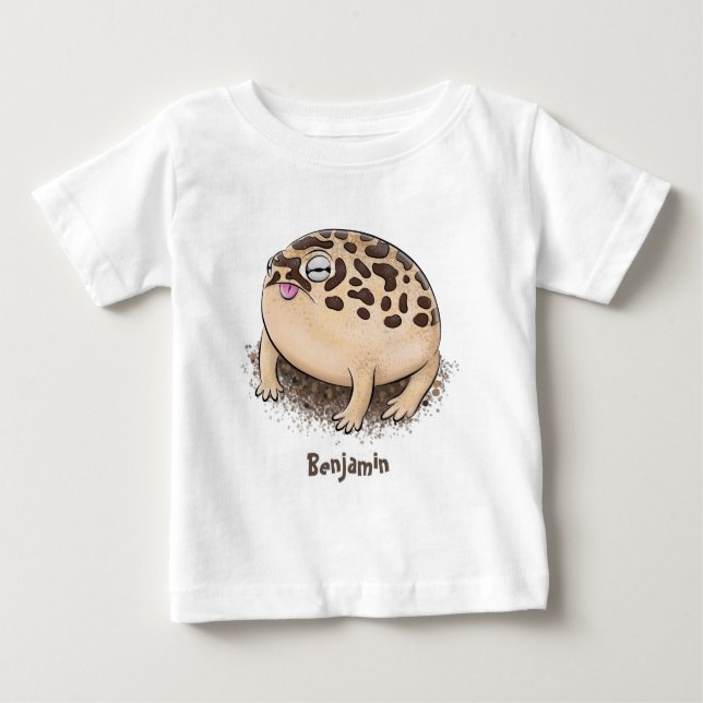 T-shirt Pour Bébé Drôle dessin de grenouille à pluie dans le désert (Devant)