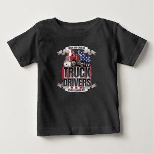 T-shirt Pour Bébé Drôle Dieu Créé Conducteurs de Camion Drapeau Amér