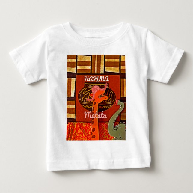 T-shirt Pour Bébé Drôle Giraffe avec texte cool Hakuna Matata Design (Devant)