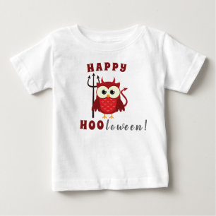 T-shirt Pour Bébé Drôle Joyeux Halloween Chouette Diable Trick ou Tr