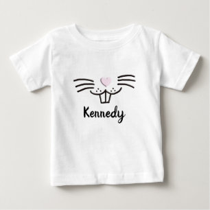 T-shirt Pour Bébé Drôle mignon lapin visage personnalisé nom de chas