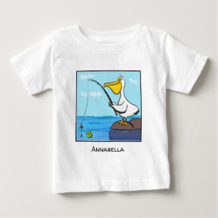 T-shirt Pour Bébé Drôle pélican de pêche