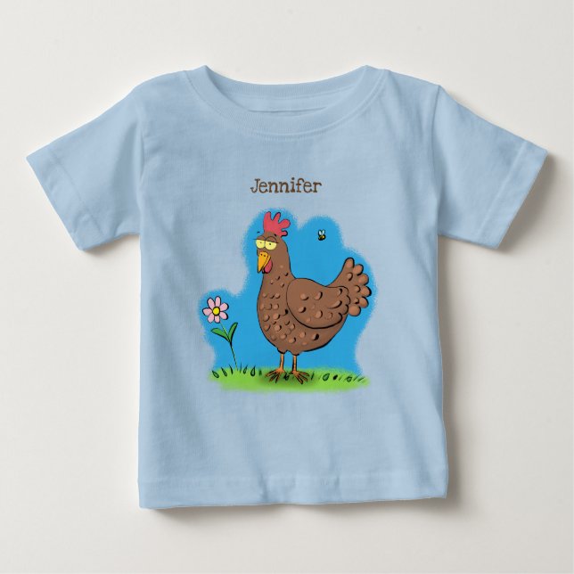 T-shirt Pour Bébé Drôle poulet rustique whimsical dessin animé (Devant)
