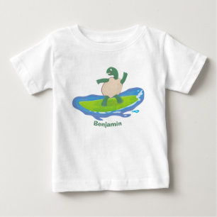 T-shirt Pour Bébé Drôle tortue vague de surf dessin animé