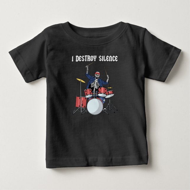 T-shirt Pour Bébé Drummer Rock Music Band Drums I Destroy Silence (Devant)