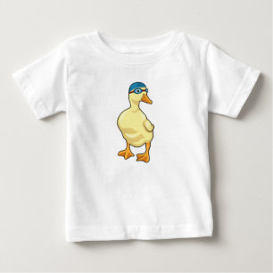 T-shirt Pour Bébé Duck at Swimming with Swimming goggles