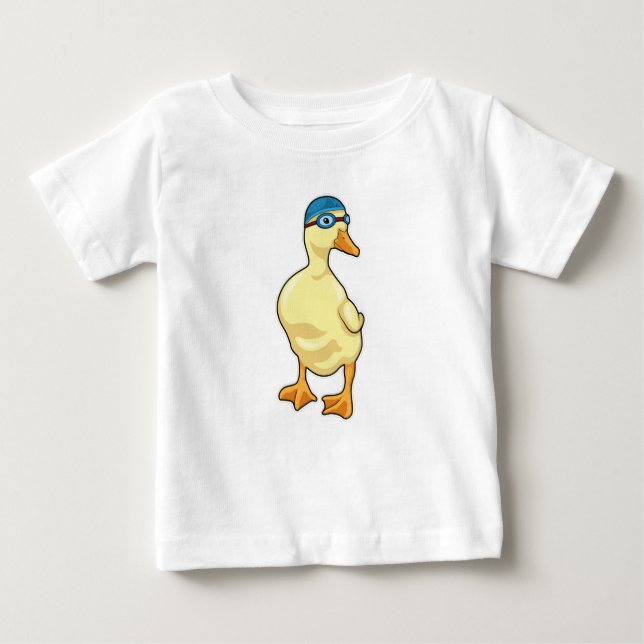 T-shirt Pour Bébé Duck at Swimming with Swimming goggles (Devant)
