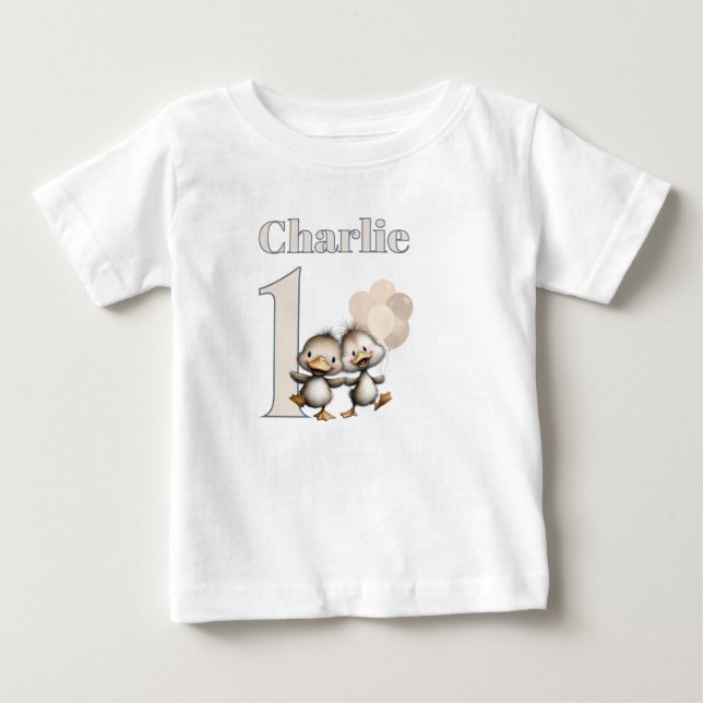 T-shirt Pour Bébé Ducklings Dancing 1st Birthday Celebrations! (Devant)