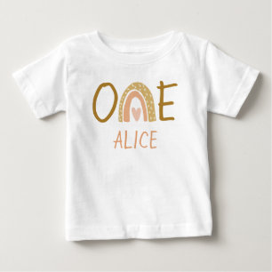 T-shirt Pour Bébé Earthy Rainbow 1er anniversaire fille T-shirt bébé