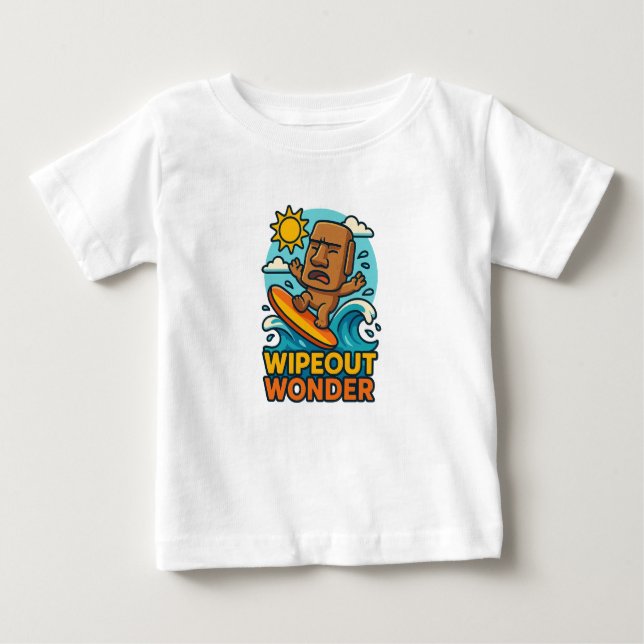 T-shirt Pour Bébé Échec du Surf Wipeout Moai Chibi (Devant)
