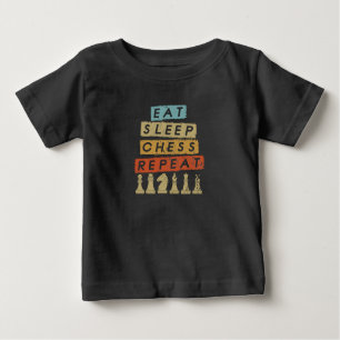 T-shirt Pour Bébé Échecs - Mangez le sommeil Échecs Répéter
