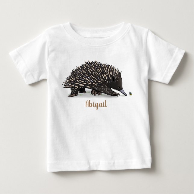 T-shirt Pour Bébé Echidna mignonne avec dessin animé d'abeille (Devant)