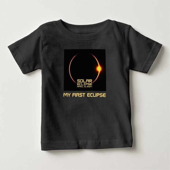 T-shirt Pour Bébé Éclipse solaire 8 avril 2024 Ma première éclipse (Devant)