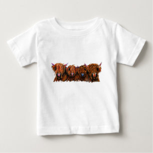 T-shirt Pour Bébé Écossais des montagnes d'impression de vache 'les