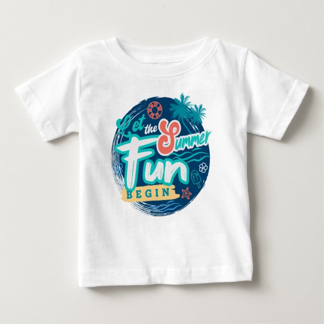 T-shirt Pour Bébé Écriture À La Main D'Été (Devant)