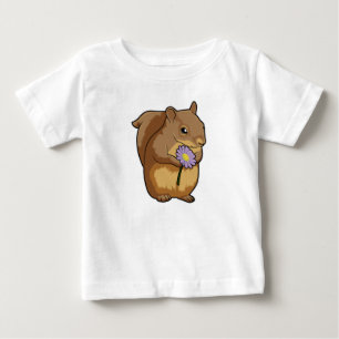 T-shirt Pour Bébé Écureuil à fleurs violettes