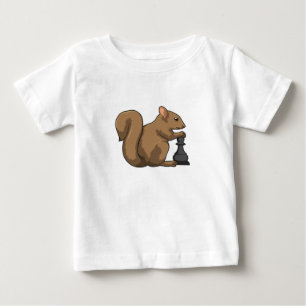 T-shirt Pour Bébé Écureuil aux échecs avec pièce d'échecs Évêque