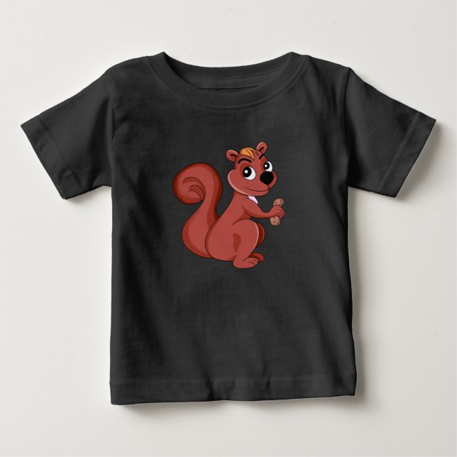 T-shirt Pour Bébé Écureuil de dessin animé mignon avec une cacahuète (Devant)