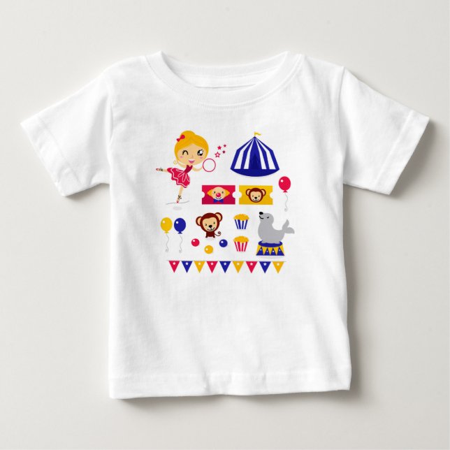 T-shirt Pour Bébé Édition mignonne tirée par la main de cirque : (Devant)
