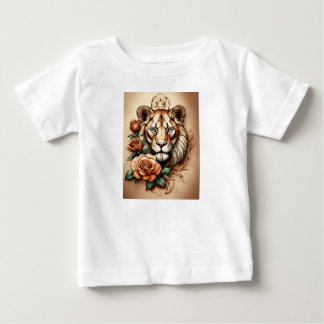 T-shirt Pour Bébé Élégance sauvage : Lionesse & Tatouage Rose T-Sh i