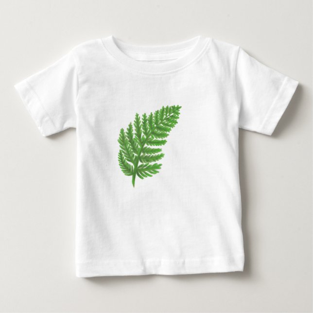T-shirt Pour Bébé Élégante fougères vertes feuilles de bois (Devant)